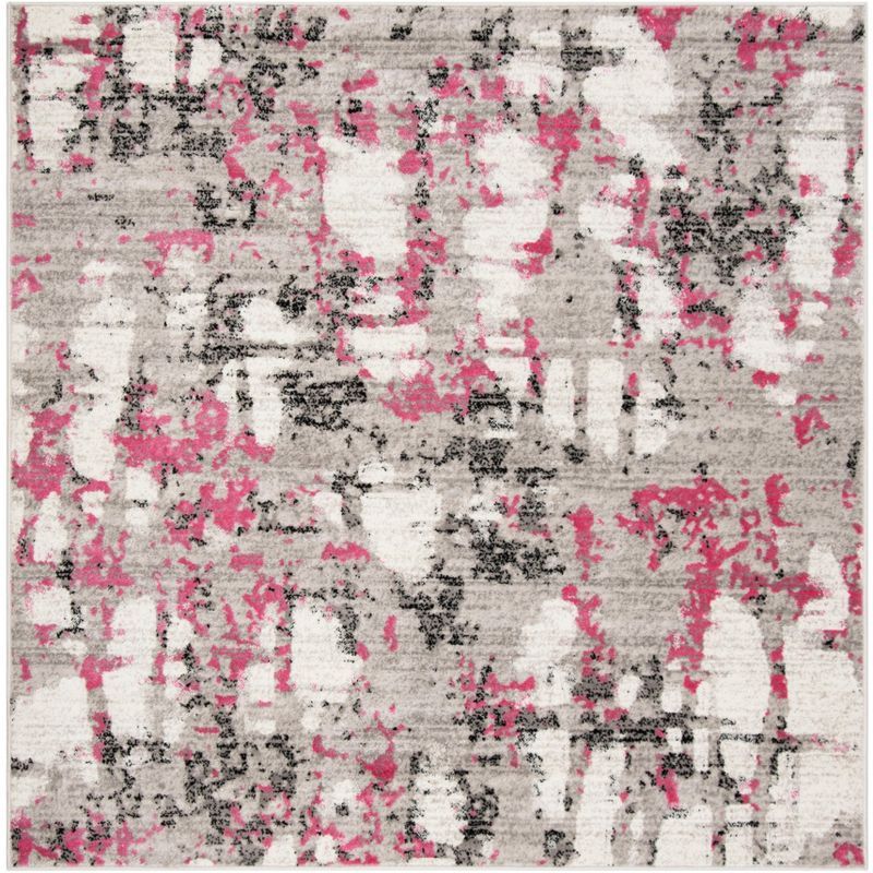 Skyler Gray and Pink Abstract Medallion Area Rug