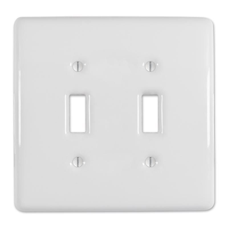 Amerelle Metro White Ceramic 2 Gang Toggle Wall Plate