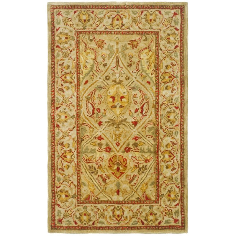 Hand-Tufted Moss and Beige Wool Area Rug, 3' x 5'