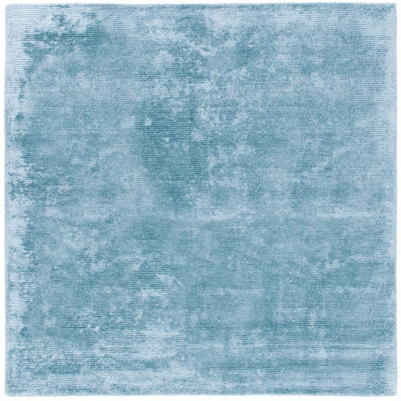 Handmade Blue Square Tufted Wool-Viscose 6' Area Rug