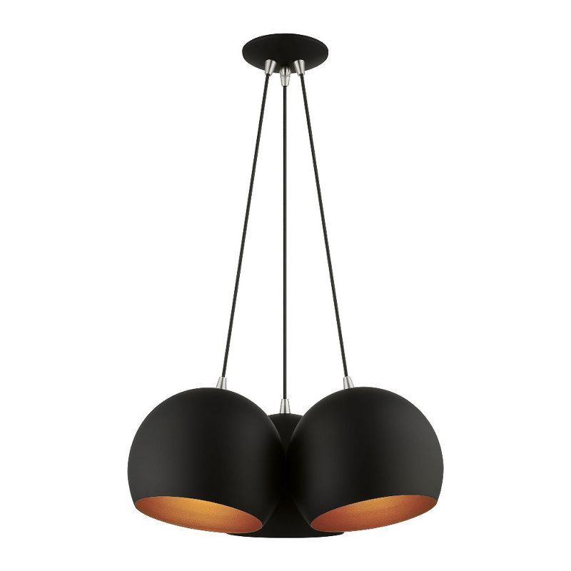 Piedmont Black and Brushed Nickel 3-Light Globe Pendant