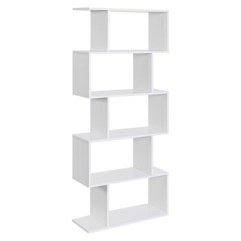 White 5-Tier Wooden Freestanding Bookshelf and Room Divider