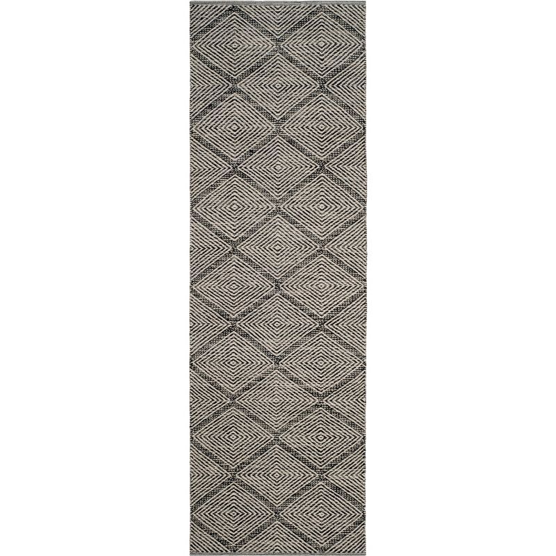 Handwoven Black Cotton Flatweave Runner Rug 27" x 13"