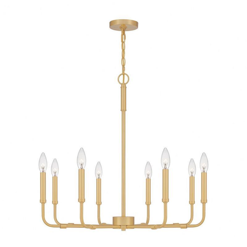 Aged Brass 8-Light Candle Chandelier with Steel Frame