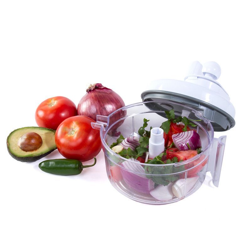 White Manual Food Processor with Stainless Steel Blades