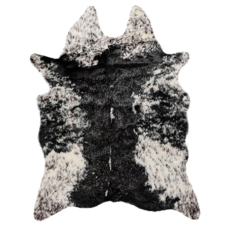 Black and White Faux Cowhide Tufted Washable Rug 4' x 6'