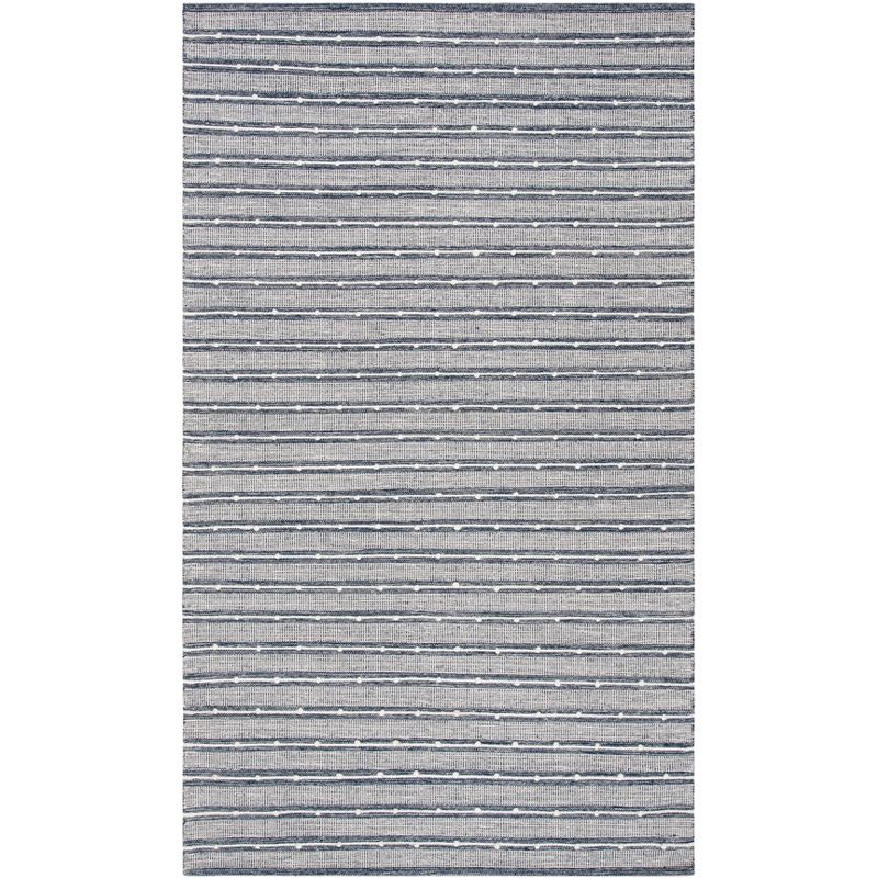 Boho-Chic Striped Kilim Blue Wool-Cotton Handwoven Area Rug