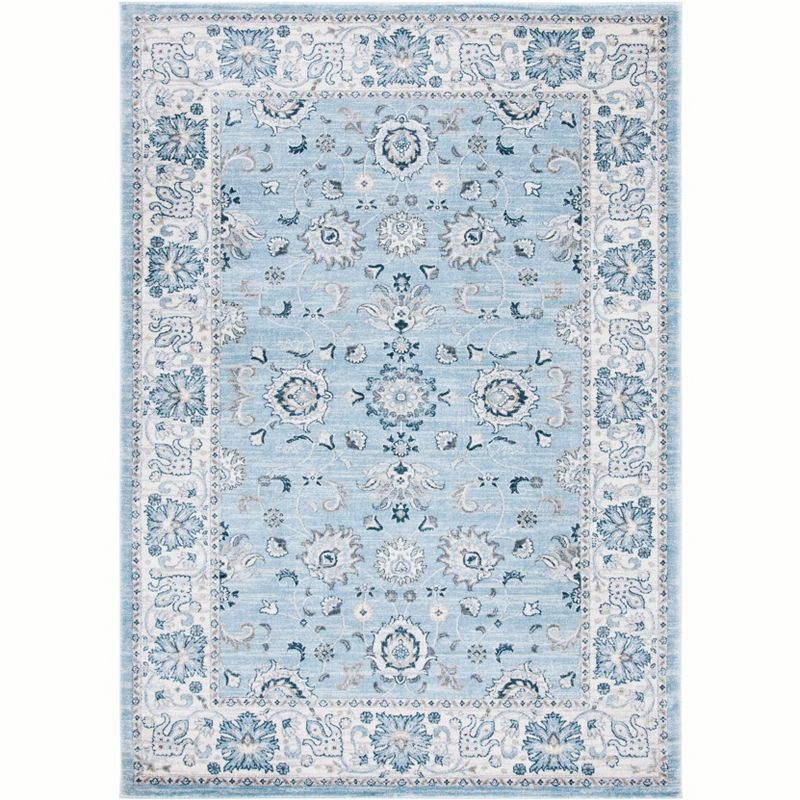 Elegant Light Blue Synthetic 10' x 14' Rectangular Easy Care Rug
