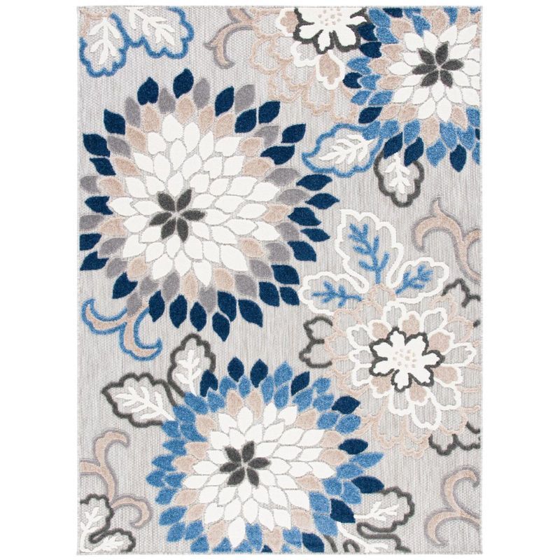 Ivory and Orange Floral Synthetic Rectangular Area Rug