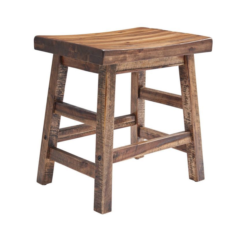 Durango 20" Brown Industrial Wood and Metal Saddle Stool