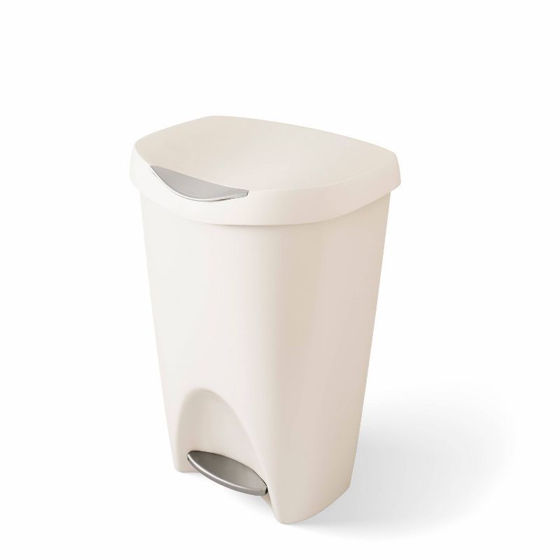 Sand 13 Gallon Plastic Step Trash Can with Soft-Close Lid