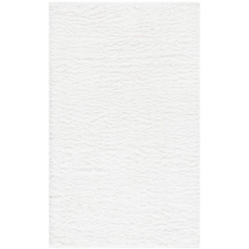 Luxe White Shag 3' x 5' Synthetic Rectangular Rug