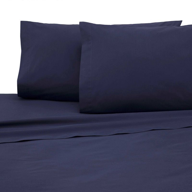 Navy Twin Cotton Polyester Percale Sheet Set