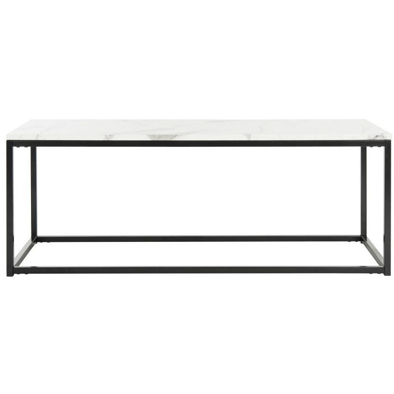 Transitional White and Grey Marble Rectangular Coffee Table