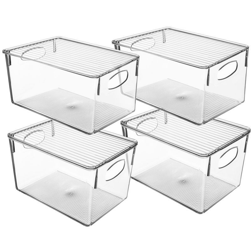 Clear Stackable Plastic Storage Bins with Lids, 4-Pack