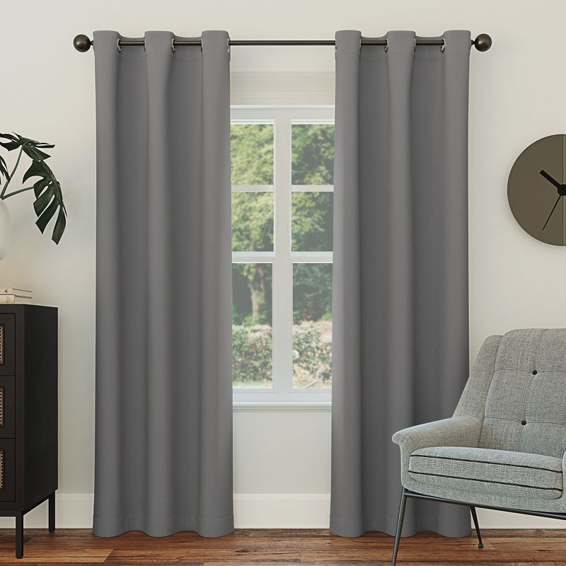 Gray 40" x 120" Blackout Polyester Grommet Curtain Panel