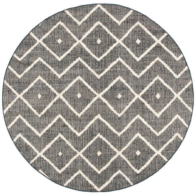 Handmade Charcoal and Natural Wool Cotton Round Area Rug