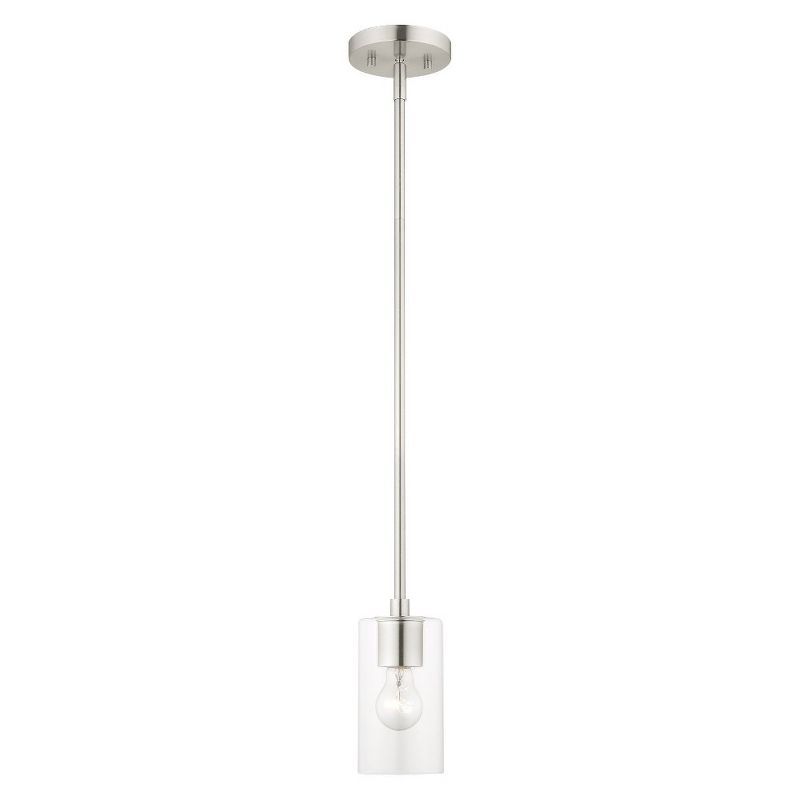 Zurich Brushed Nickel 1-Light Pendant with Clear Glass