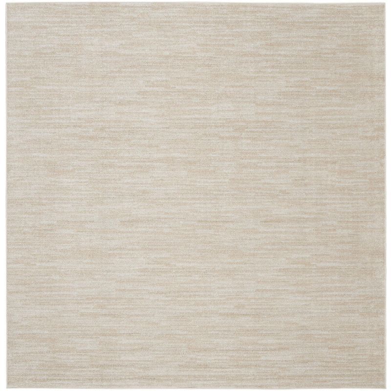 Essential Ivory Beige 5' Square Synthetic Outdoor Rug