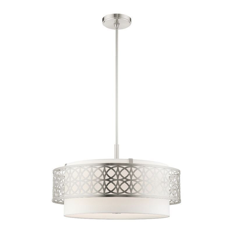 Calinda Brushed Nickel 5-Light Drum Pendant Chandelier