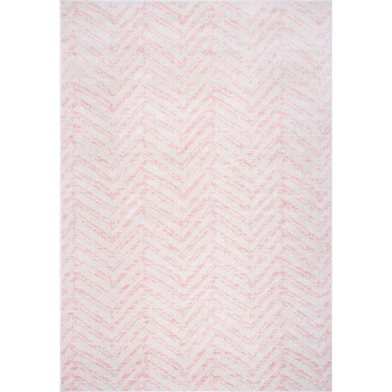 Pink Geometric 5' x 7' Synthetic Easy Care Area Rug