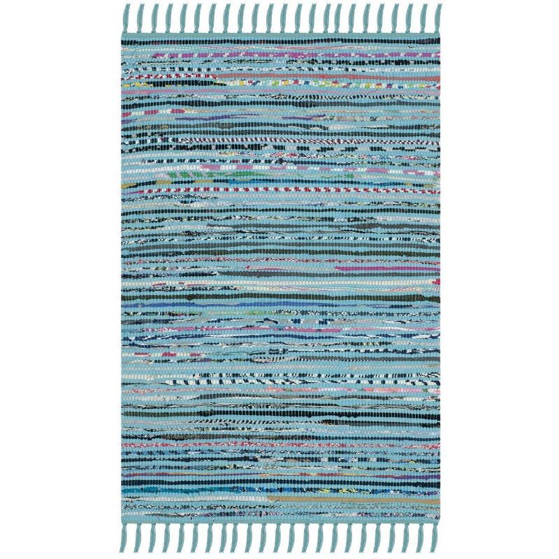 Handwoven Light Blue Cotton Rectangular Area Rug 2' x 3'