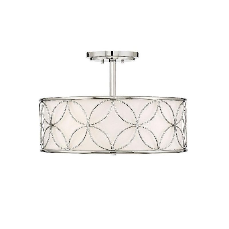 Reid Geometric Pattern 4-Light Ceiling Fixture in Polished Nickel