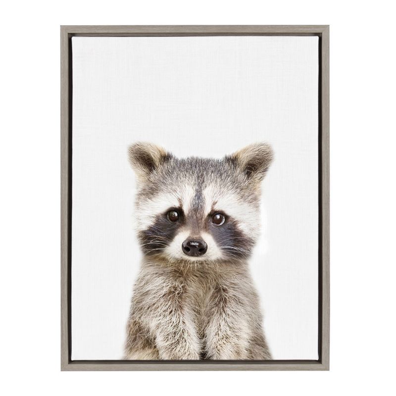 Sylvie Raccoon Framed Canvas Print by Amy Peterson