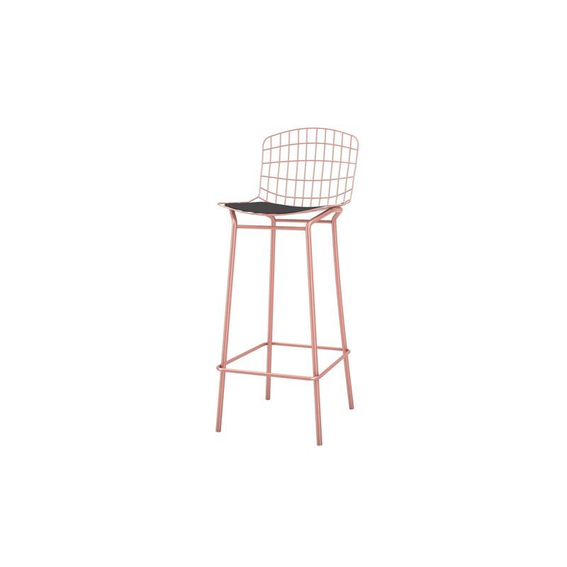 Madeline 42" Rose Pink Gold and Black Industrial Barstool