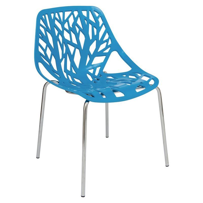 Asbury Chromed Metal Cut-Out Blue Side Chair