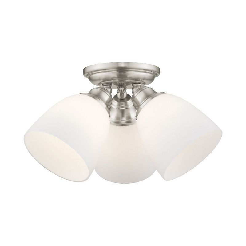 Somerville Brushed Nickel 3-Light Flush Mount with Opal Glass