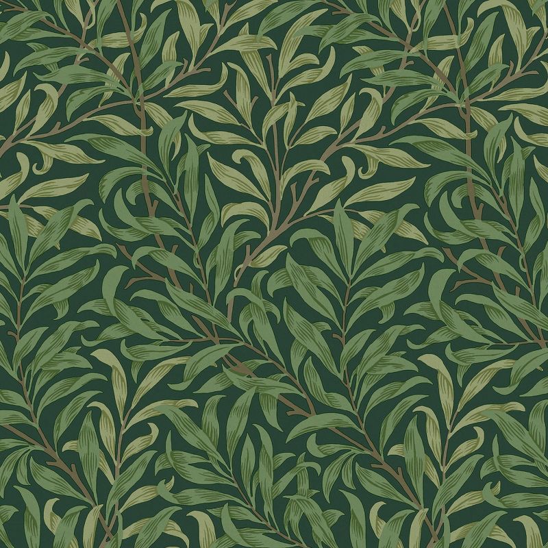 William Morris Deep Green Willow Bough Vinyl Wallpaper