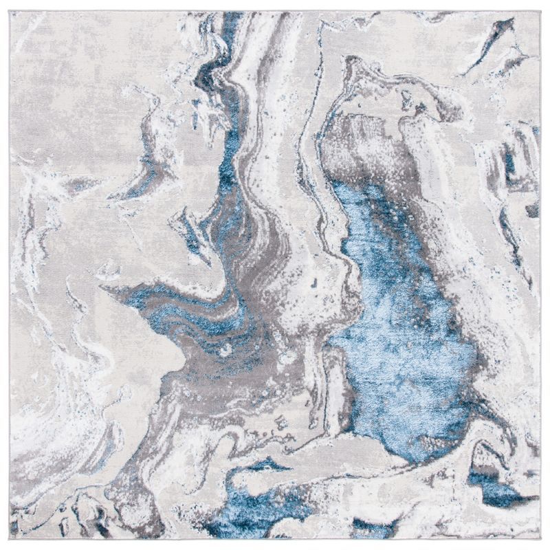 Amelia Grey and Blue Abstract Square Area Rug