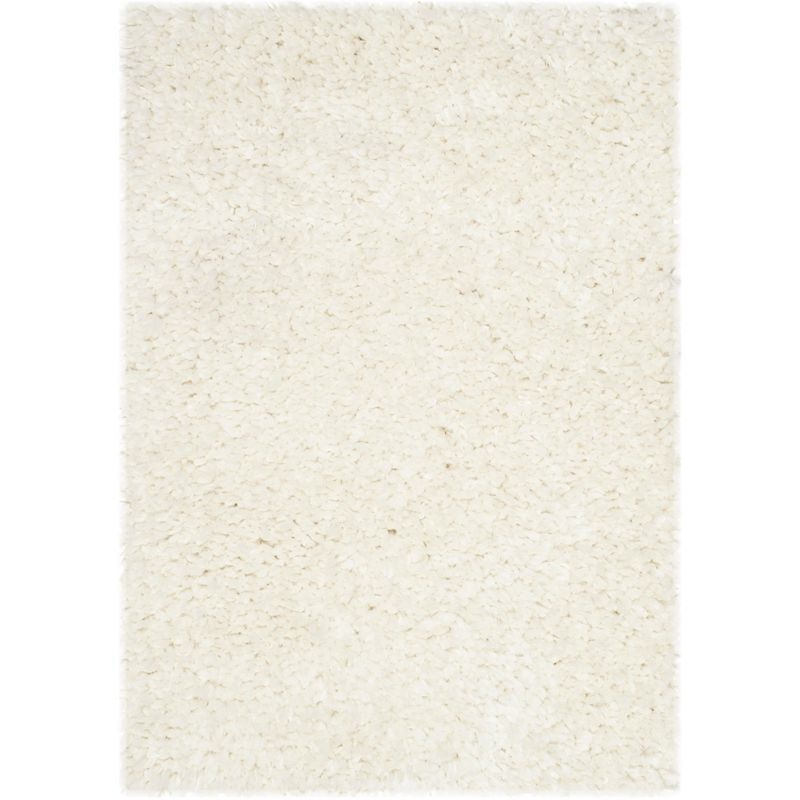 Ivory Hand-Tufted Shag Wool and Synthetic Area Rug 4' x 6'