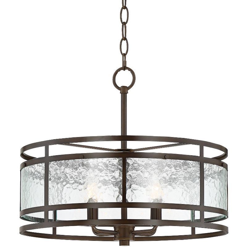 Edinger Bronze Drum Pendant Chandelier with Waterglass Shade