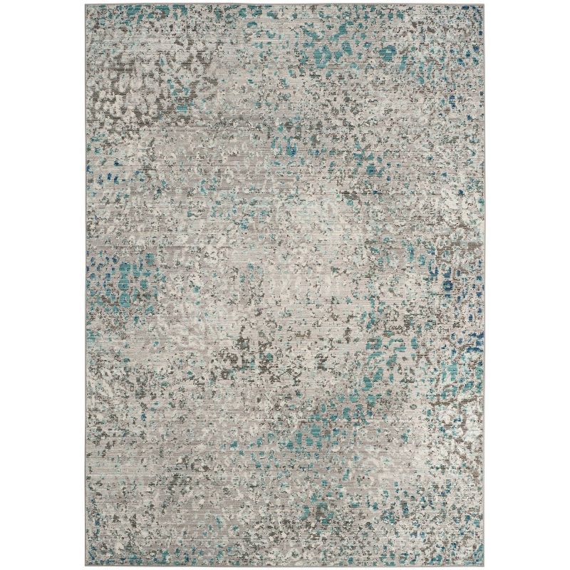 Elysian Grey & Light Blue Abstract Synthetic Area Rug