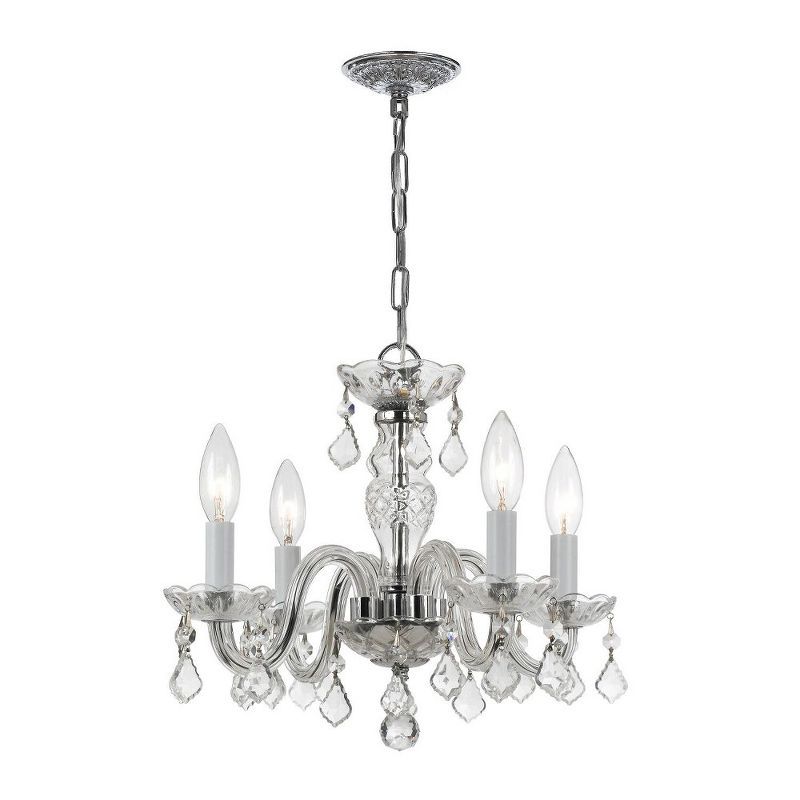 Elegant Mini 4-Light Polished Chrome Chandelier with Clear Hand Cut Crystals