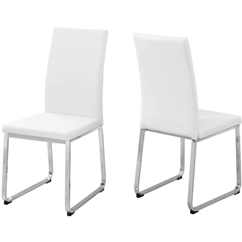 Modern Elegance White Faux Leather Parsons Side Chair with Chrome Legs