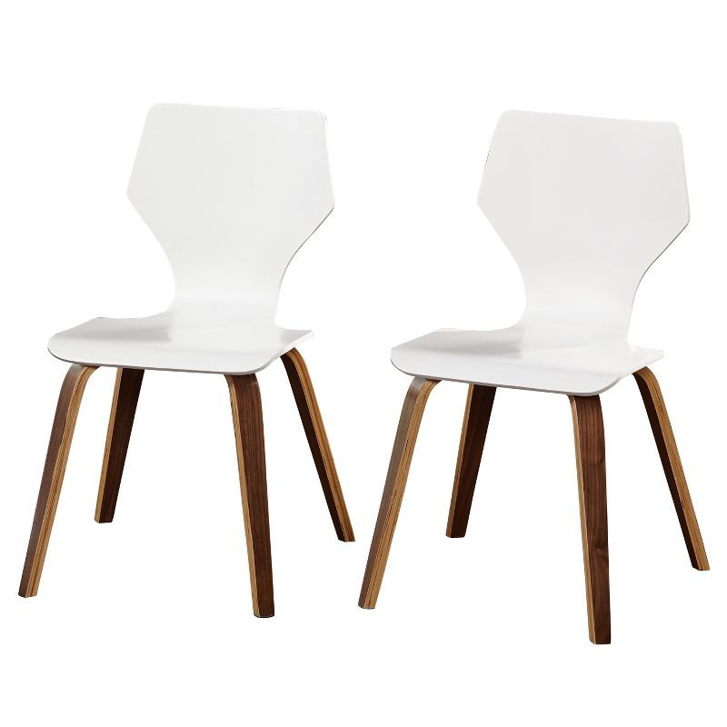 White Bentwood Upholstered Side Chair Set with Wood Legs