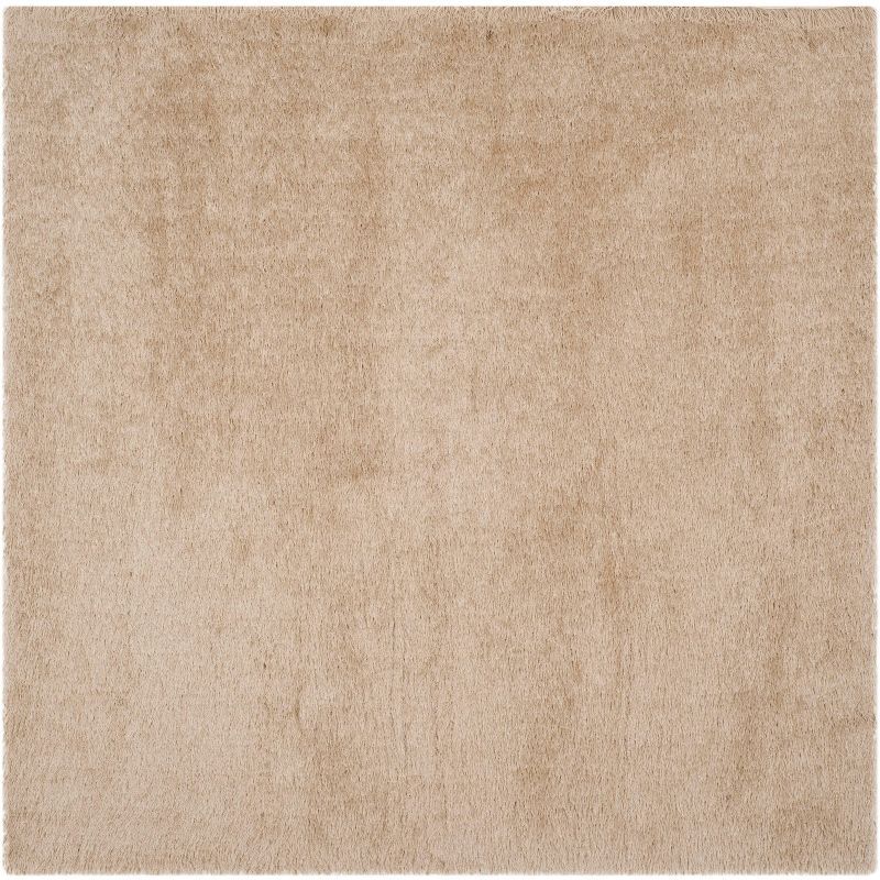 Champagne Square Hand-Tufted Shag Wool Area Rug