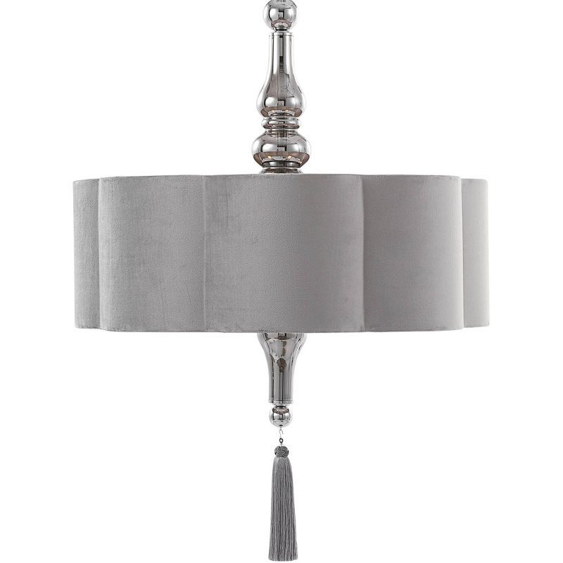 Helena Chrome Finish 4-Light Drum Pendant with Smoke Glass Accents