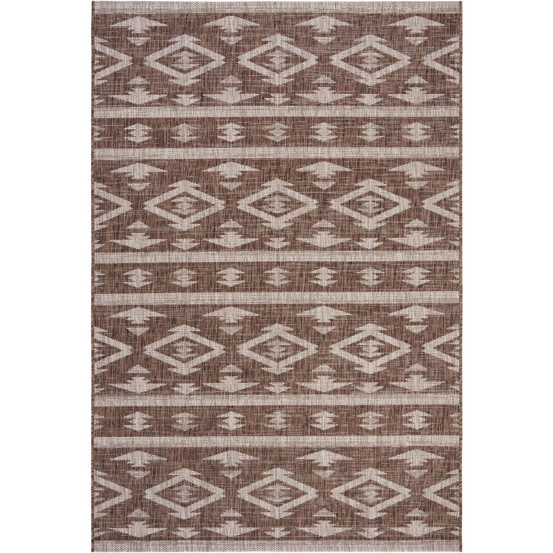 Brown and Ivory Geometric Indoor/Outdoor Area Rug 2' x 3'7"