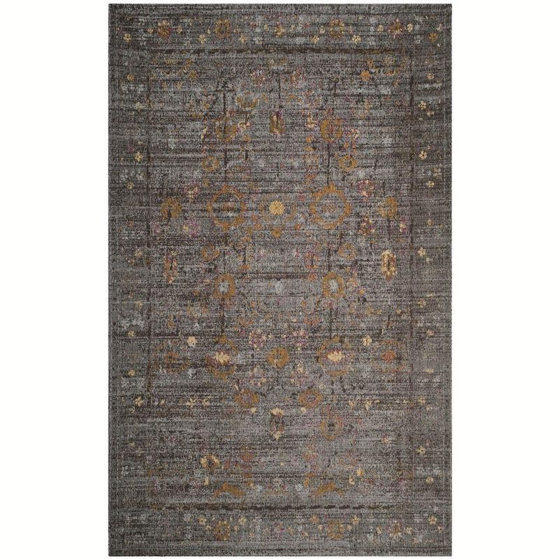 Gray and Gold Flat Woven Rectangular Cotton Area Rug