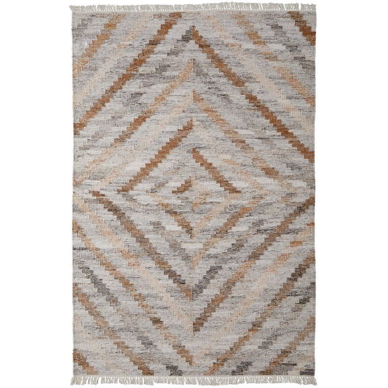 Handwoven Gray and Beige Geometric Synthetic Area Rug, 2' x 3'