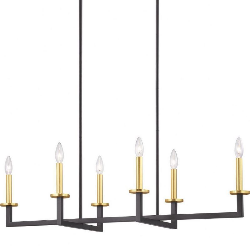 Blakely Graphite and Brass 6-Light Linear Chandelier