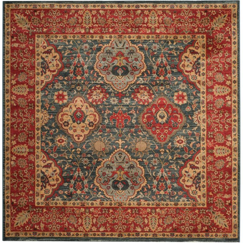 Mahal MAH655 Power Loomed Area Rug - Navy/Red - 5'1"x5'1" - Safavieh.