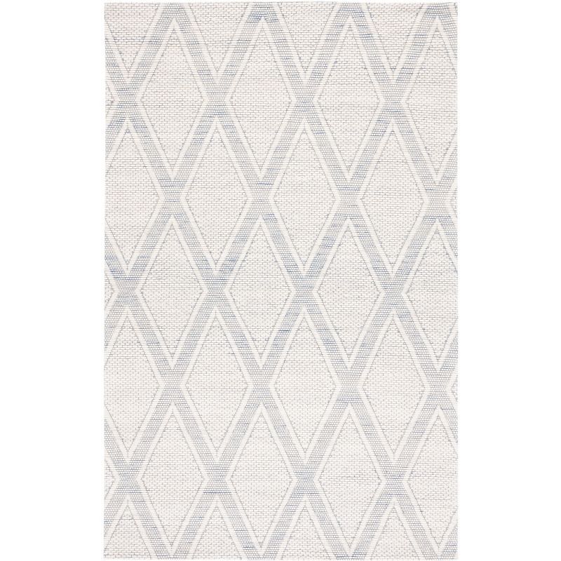 Navy and Ivory Trellis 4' x 6' Handwoven Wool Rug