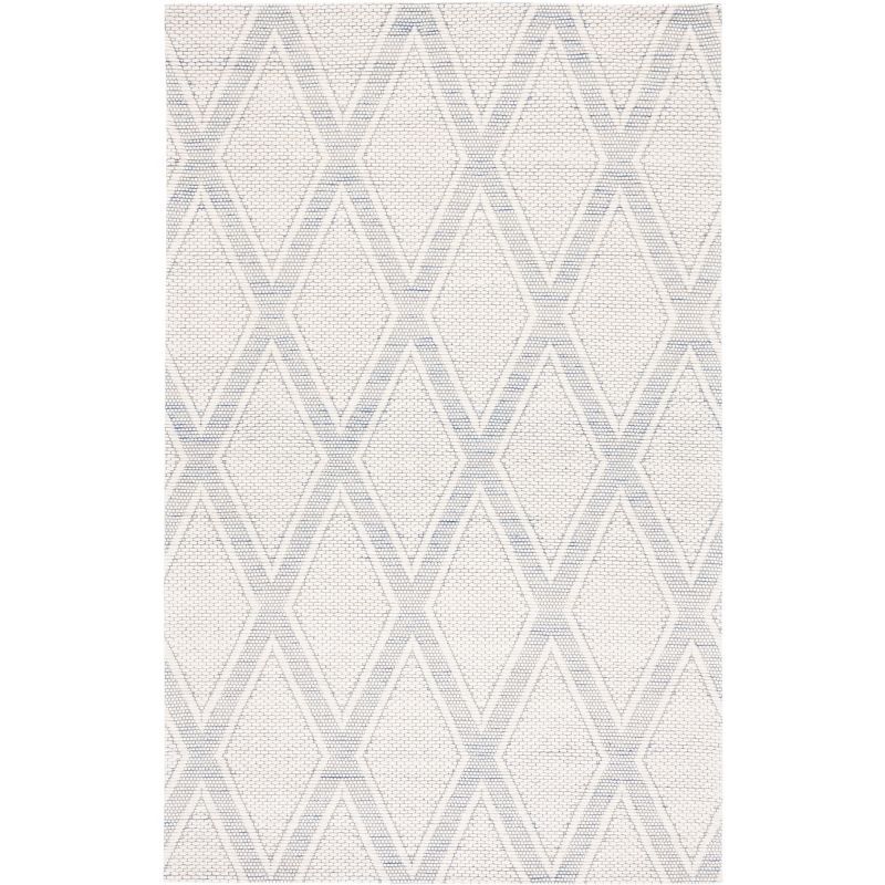 Navy and Ivory Trellis 8' x 10' Hand Woven Wool Blend Area Rug