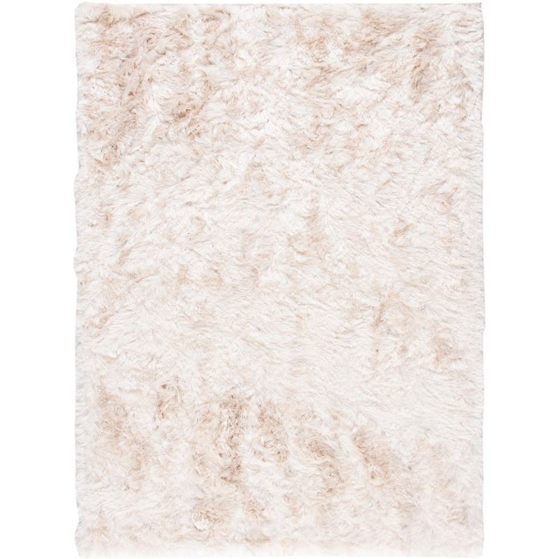 Ivory Tufted Shag 5' x 7' Wool and Synthetic Rug