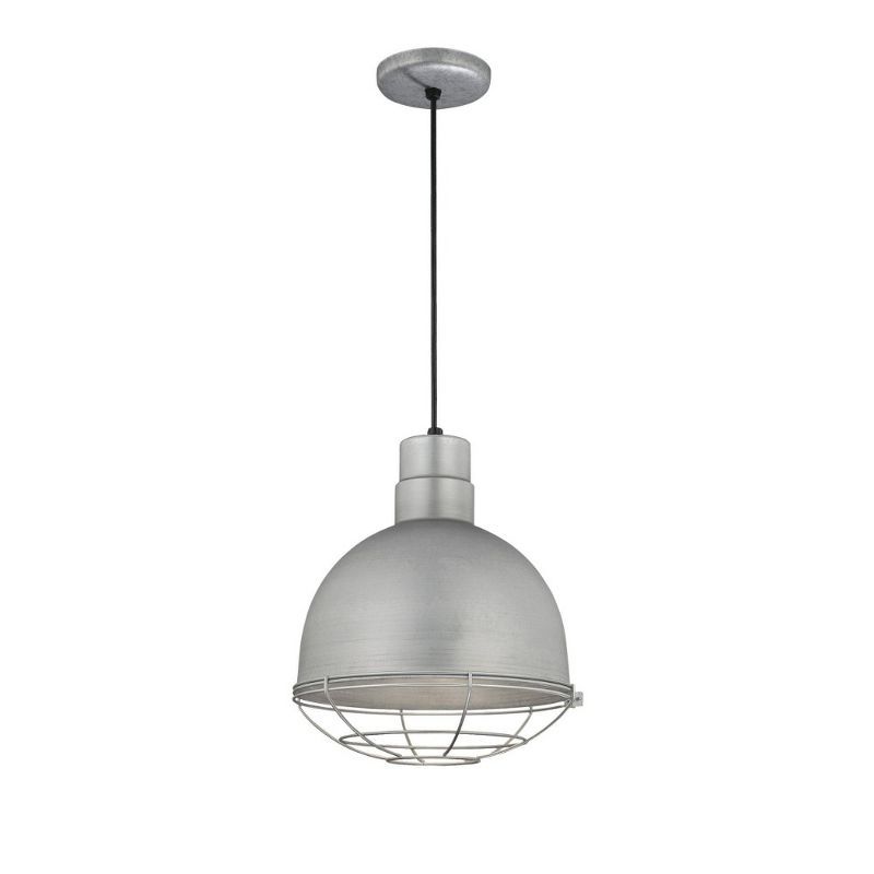 Galvanized Chrome 12" Industrial Bowl Pendant Light